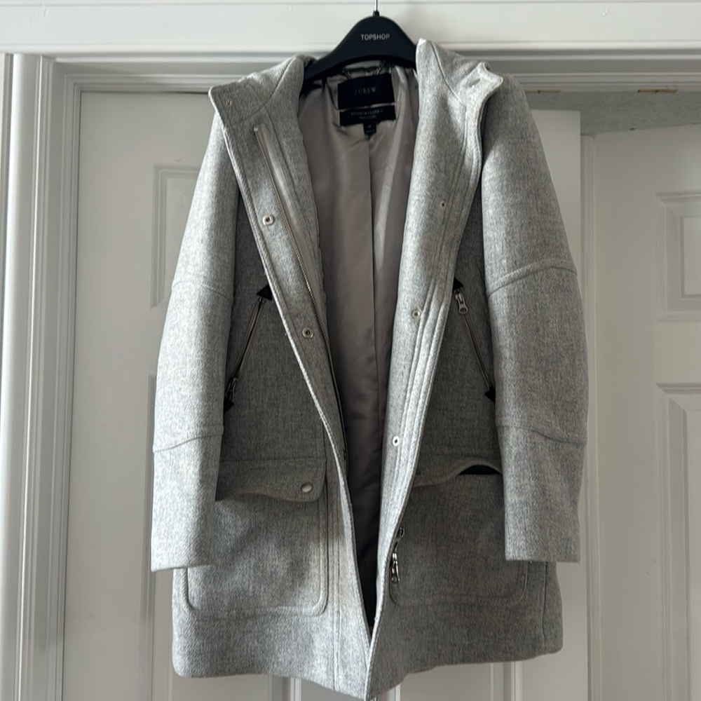 Jcrew grey wool stadium coat